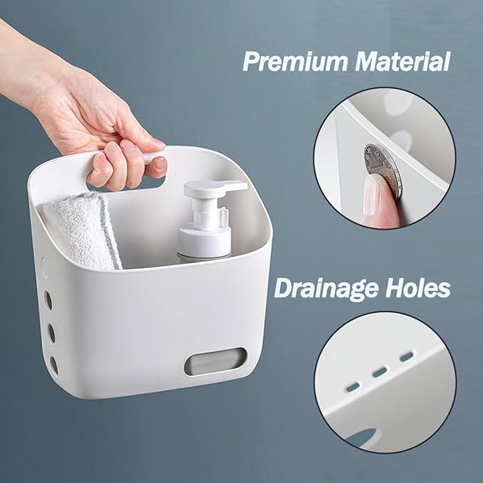 3 Pcs Hanging Shower Basket Caddy, Portable Walll Storage Organizer with Hooks for Bathroom Kithcen Dorm College,Large Grey