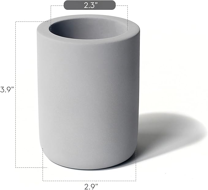 Selegna Diatomite Drying Stone Toothbrush Holder, Modern Ceramic-Look Countertop Cup with Drainage for Bathroom, Quick Drying Electric Toothbrush & Toothpaste Organizer, Stoneware Finish