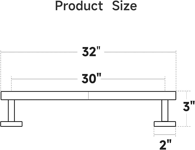 USHOWER Matte Black Bath Towel Bar, 30-Inch Towel Racks for Bathroom Wall-Mounted, SUS304 Stainless Steel Towel Rod (Total Length 32-Inch)