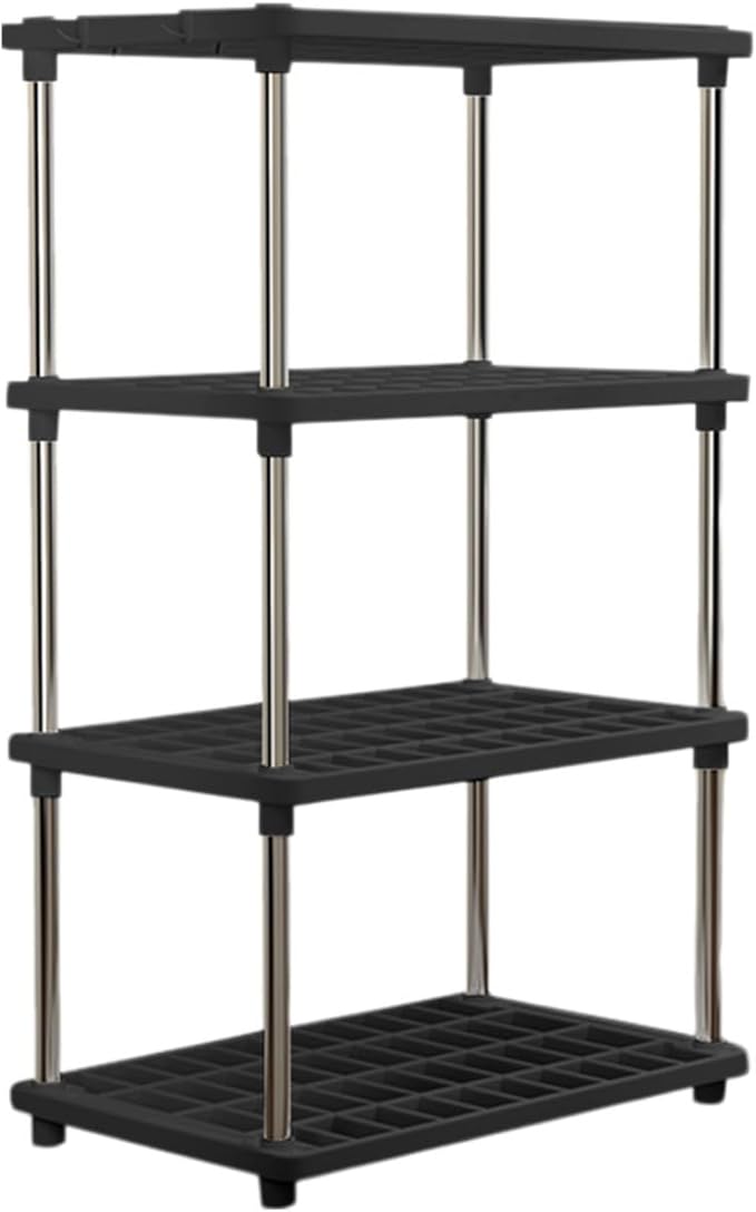 4-Tier Storage Shelf – Standalone or Connectable Heavy-Duty Metal Rack for Instant Kitchen, Pantry & Closet Organization, Easy Assembly