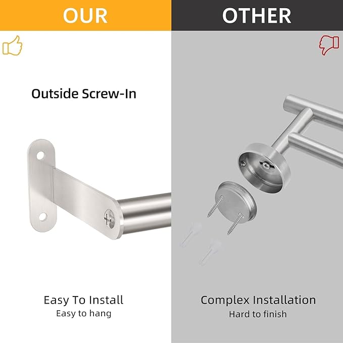 MKO Towel Rod for Bathroom, 16 Inch Heavy Duty Bath Hand Towel Holder Rod, Single Towel Bar Wall Mounted, Brushed Nickel