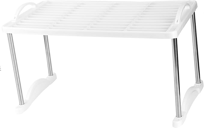 Storage Shelf Rack, Foldable Expandable Organizer Stand Holder for Kitchen Bathroom Cabinet Pantry Office Laundry Space Saving Storage Solution