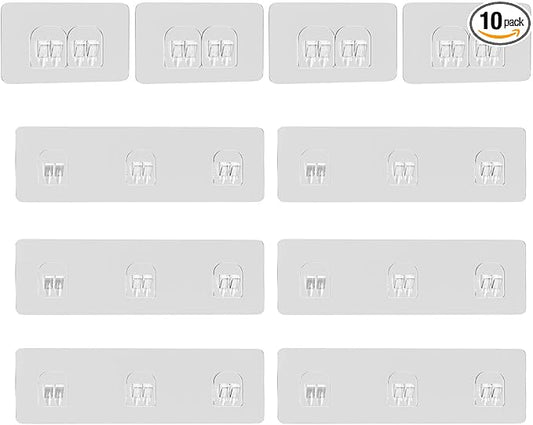 10 Pack Shower Caddy Adhesive Replacement, Shower Adhesive Strips, Strong Adhesive Hooks, Waterproof Sticker, No Drilling, for Bathroom Shelf and Kitchen Racks