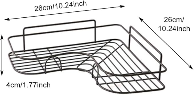 1-Shelf Modern Black Iron Corner Shower Caddy, Strong & Durable, No Drill Wall Mounted Shower Shelf for Bathroom, Kitchen, Bedroom, Office