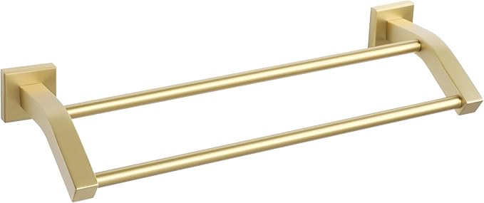 Alise Bath Double Towel Bars Towel Racks for Bathroom,Wall Mount Towel Holder Heavy Duty SUS304 Stainless Steel Towel Hanger Towel Rail,Gold,16 Inch