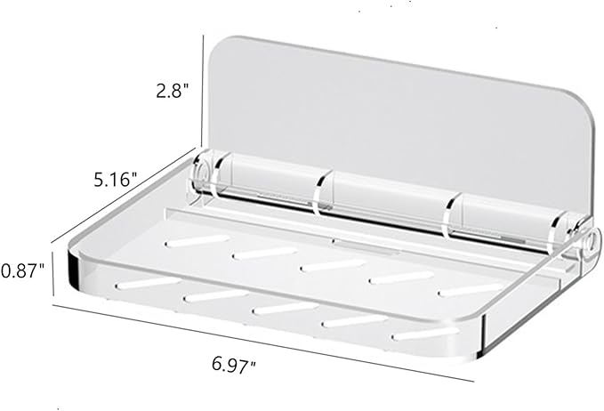 Foldable Wall Mounted Adhesive Shelf, No Drilling Plastic Storage Rack with Cord Hole,Drain Holes,Stick on Shelf for Bathroom, Kitchen, Bedroom and Living Room (Clear,Small)