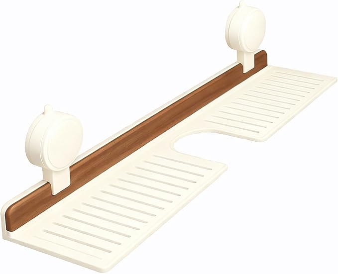 Bathroom Storage Shelves Floating,Modern Kitchen Organizer Faucet Shelf,No Mounted Shower Sink Caddy Organizers,Toothbrush soap Rack (Cream Color, 16 inch)