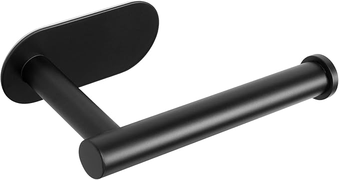 NearMoon Toilet Paper Holder Self Adhesive, Premium Thicken SUS304 Stainless Steel Rustproof Adhesive Toilet Roll Holder no Drilling for Bathroom, Kitchen, Washroom (1 Pack, Matte Black)