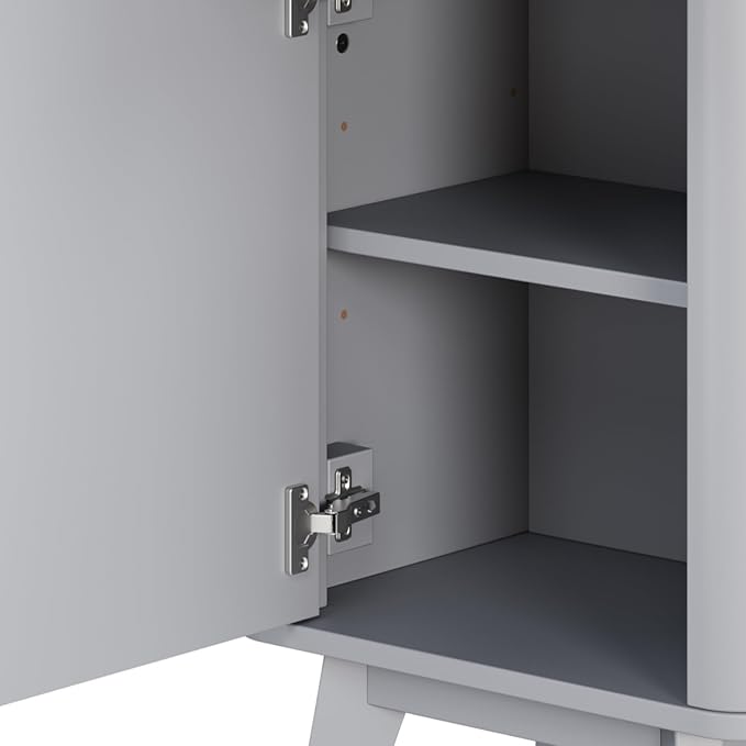 XIAO WEI 68" Tall Bathroom Storage Cabinet, Narrow Bathroom Storage Cabinets with 3 Adjustable Shelves, Slim Wooden Storage Cabinet with 1 Drawer & Door for Bathroom, Grey