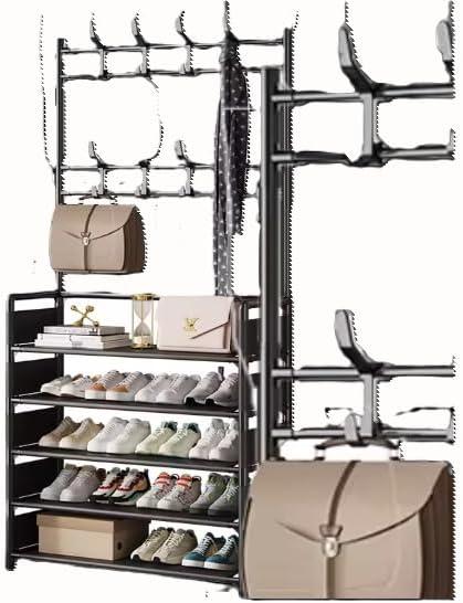 Shoe, Clothes and Hat Storage Organizer, Multi-Layer, Black