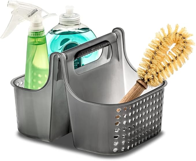 madesmart Small Soft Grip Under Sink Bathroom Storage, Multi-Purpose Home Organization, EPA Certified, Premium Antimicrobial Carbon (Pack of 2)
