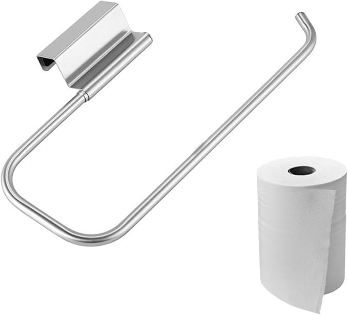 Cabinet Door Paper Towel Holder-Camper Paper Towel Holder-Paper Towel Rack Under Sink-Bathroom, Kitchen, Laundry Room, Tissue Storage(Silver,1 Pcs)