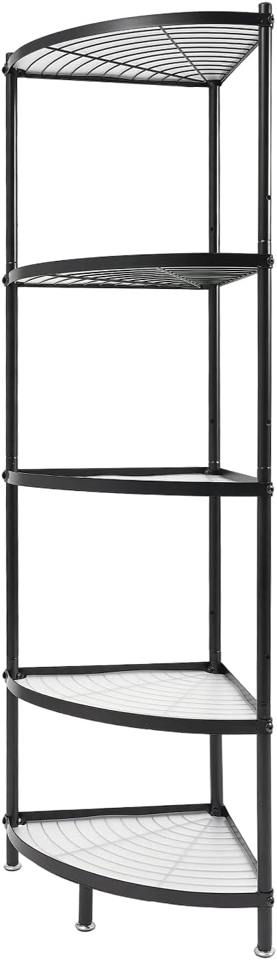 5 Tier Corner Shelf Stand, 52" Kitchen Shelf Organizer with Metal Frame, Multipurpose Space Saving Storage Rack for Living Room, Office, Kitchen