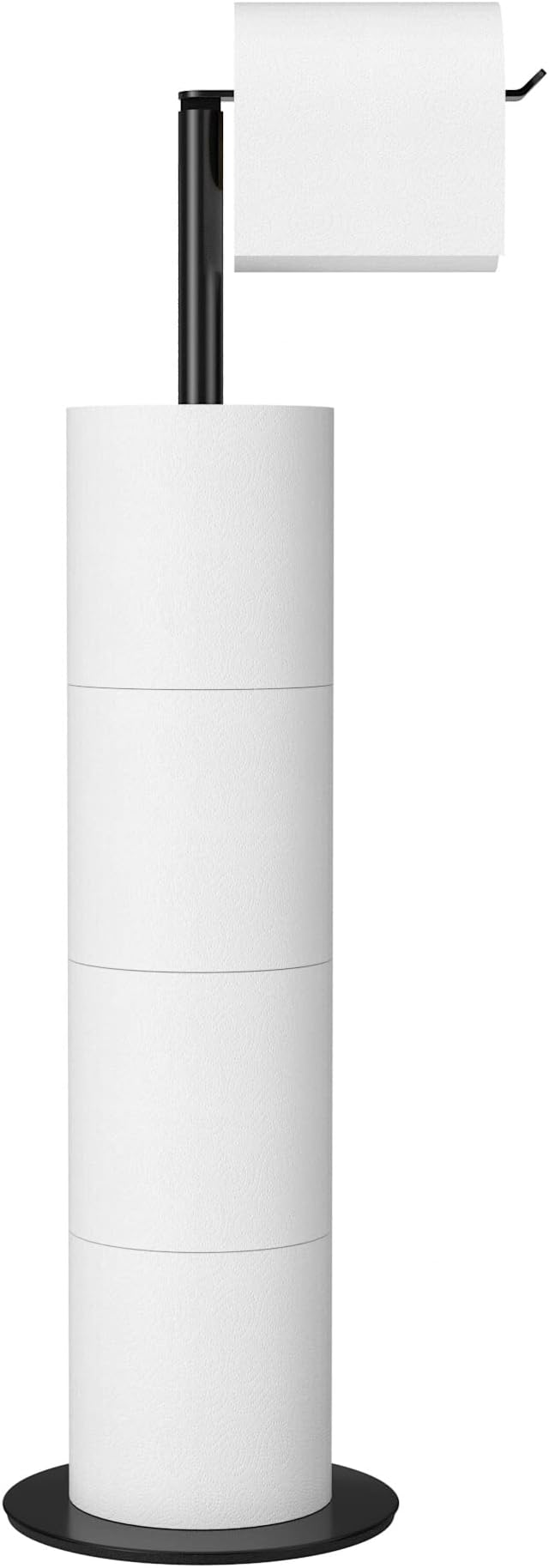 Black Toilet Paper Holder Stand and Dispenser for 4 Spare Rolls,Stainless Steel Free-Standing Toilet Tissue Paper Roll Storage Shelf, Bathroom Accessories