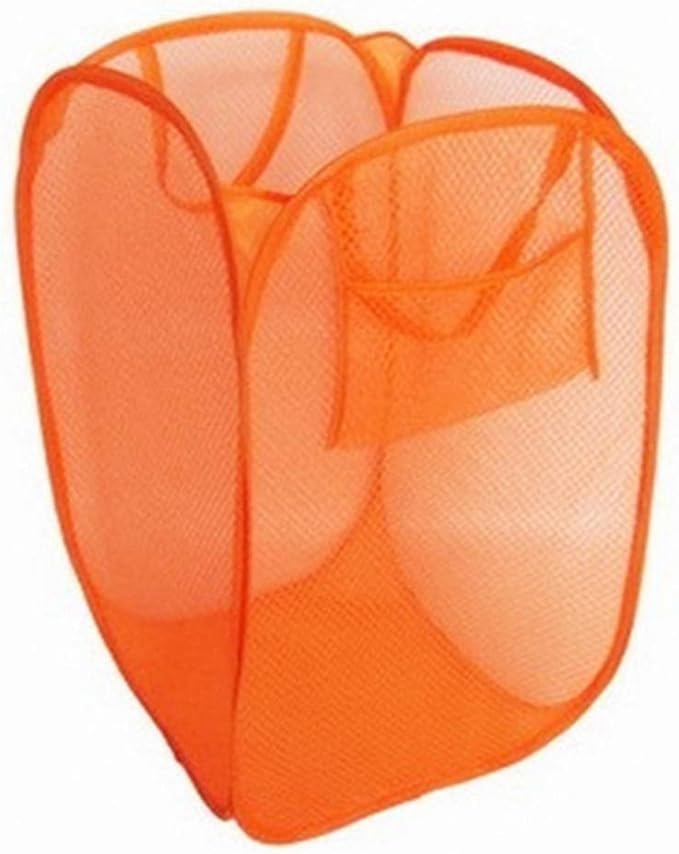 Rectangle Nursery Baskets Baby Clothes Laundry Organizer Mesh Storage Hamper For Toys Children Pop Up Trash Can,Orange