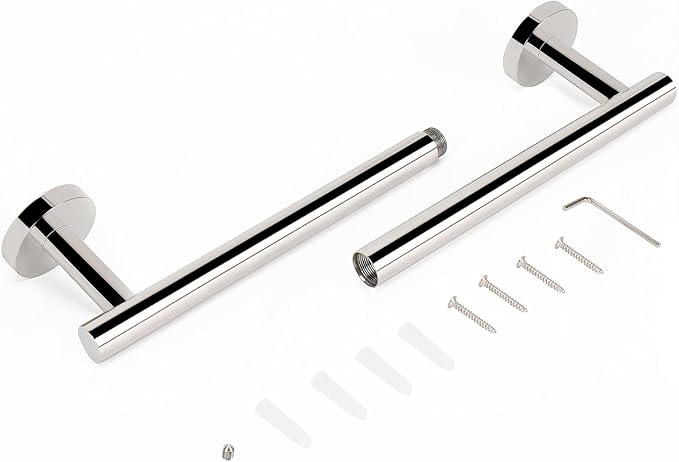 NearMoon Bath Towel Bar, Thicken Stainless Steel Shower Towel Rack Holder Wall Mounted for Bathroom, 20-lnch Overall Length-17-lnch Usable Hanging Space (1 Pack, Chrome Finish)