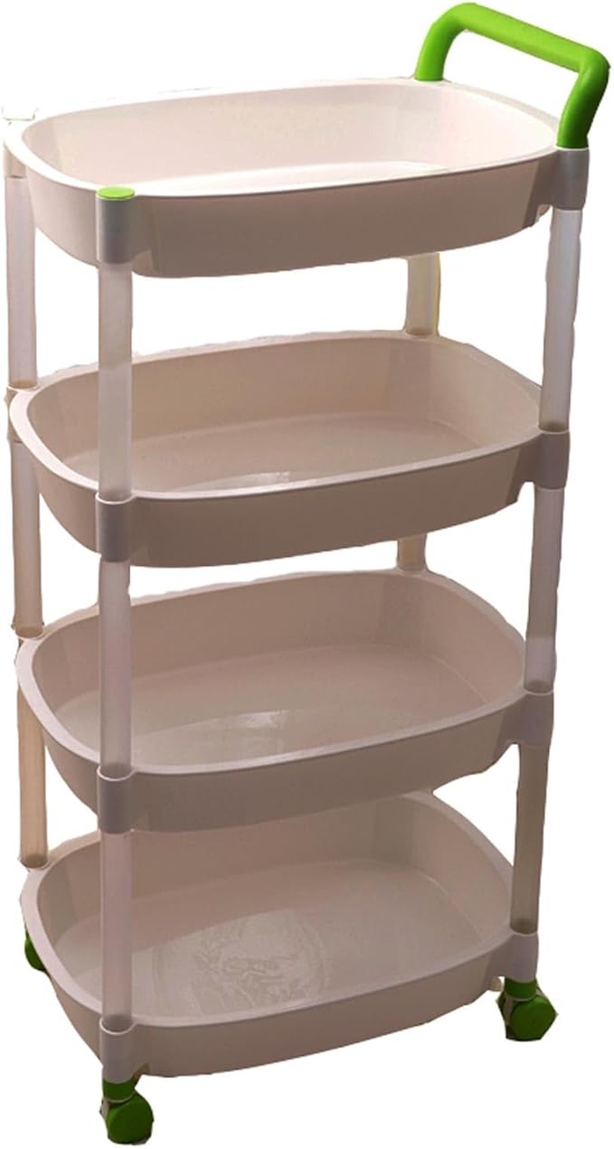 ENGENDER Kitchen Storage Rack Multi-Level Storage Racks Removable Shelving Storage Units Sturdy Storage Racks with Casters Cookware Shelves(4Tier)