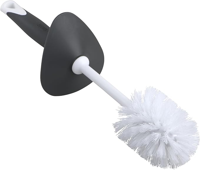 Clorox Covered Toilet Brush and Caddy with Splash Guard & Non-Skid Base, 2-Piece, White