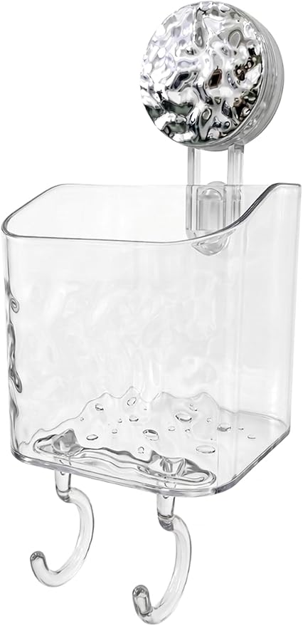 HOME&I Suction Cup Toothbrush Holder and Shower Caddy – Drill-Free, Removable, Powerful Suction Cup, Self-Draining Design for Bathroom & Kitchen – Holds Toothpaste, Razors, and Tableware