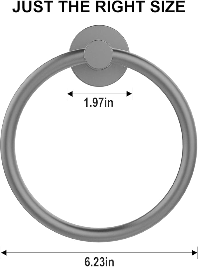 SetSail Towel Holder for Bathroom Wall Mounted Screw-in Towel Ring Stainless Steel Hand Towel Holder Heavy Duty Towel Hanger for Bathrooms, Grey