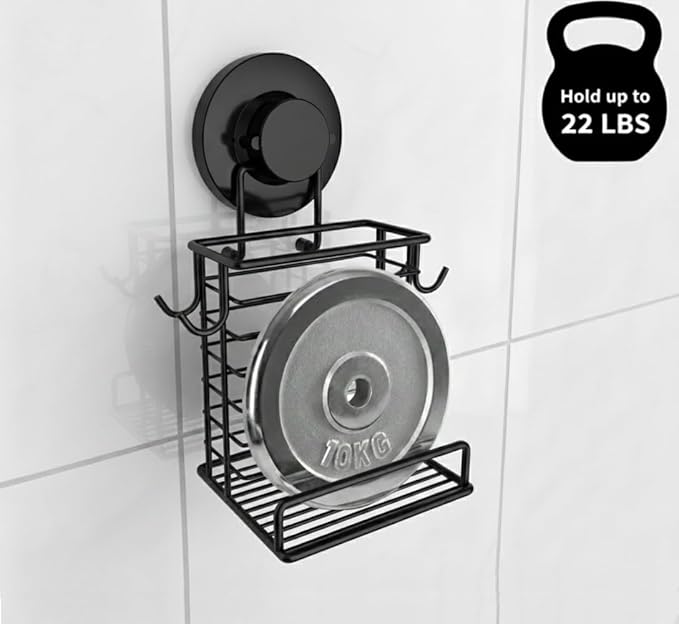 Toothbrush Holder Suction Cup Wall Mounted Toothpaste and Toothbrushes Holder Shelf for Soap Dish or Phone Powerful Vacuum System Rustproof Stainless Steel Organizer Electric Toothbrush (Black)