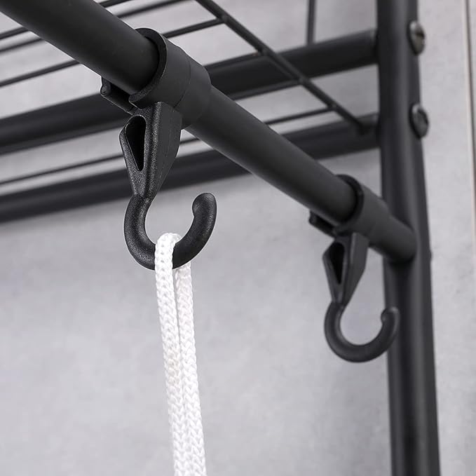 3-Tier Bathroom Over The Toilet Storage Rack Free Standing Metal Frame Shelf Organizer, with 4-Hooks, Black