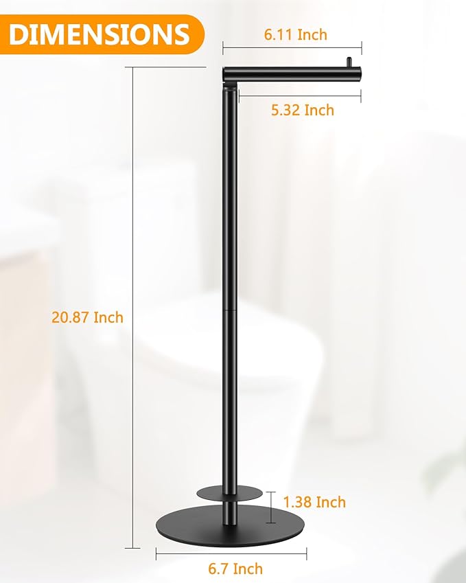 Toilet Paper Holder Stand, Bathroom Toilet Paper Stand with Shelf Hold 4 Paper Rolls, Free Standing Toilet Roll Storage Holder with Reserve, Black, Housen Solutions