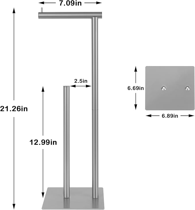 Toilet Paper Holder Stand Silver Bathroom Toilet Paper Roll Holder Freestanding Toilet Paper Holder with Reserve Toilet Tissue Storage Shelf, Holds Up to 4 Rolls of Paper