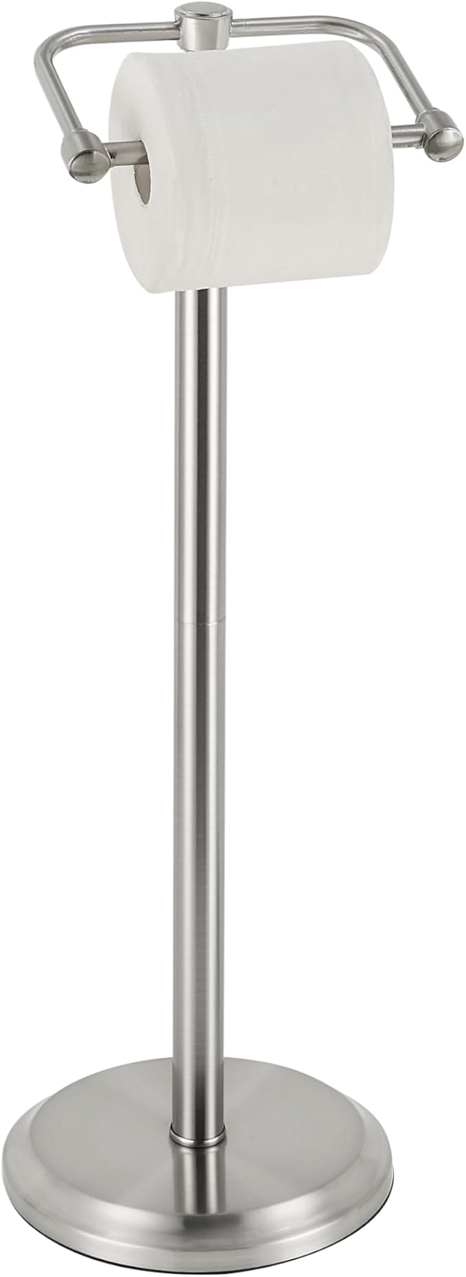 SunnyPoint Free Standing Toilet Paper Holder with Weighted Base, Bathroom Tissue Roll Stand, Holds Jumbo & Standard Rolls, Freestanding Toilet Paper Stand for Bathroom, Compact Storage Organizer (S.N)