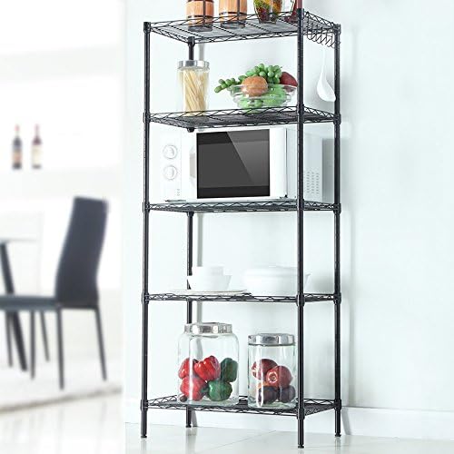 lapday 5 Tier Adjustable Storage Rack, Metal Storage Wire Shelving Standing Storage Shelf Units for Bathroom, Living Room, Balcony, Kitchen 550Lbs Capacity 21.2" L x 11.4" W x 59.1" H (Black)