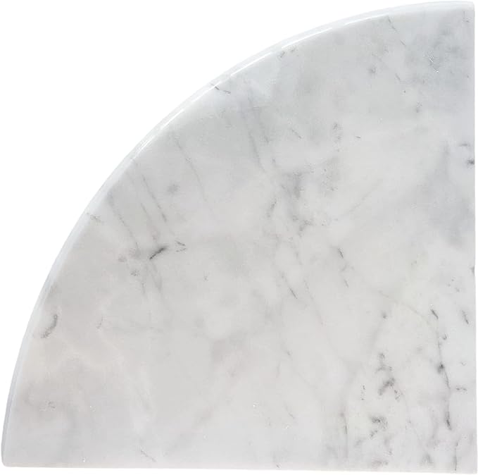 2 pcs Marble Shower Corner Shelf for Bathroom, 9 Inch x 9Inch Gray Veins and Soft White Marble Corner Shelves for Bath Wall Mounted Both Side Polished