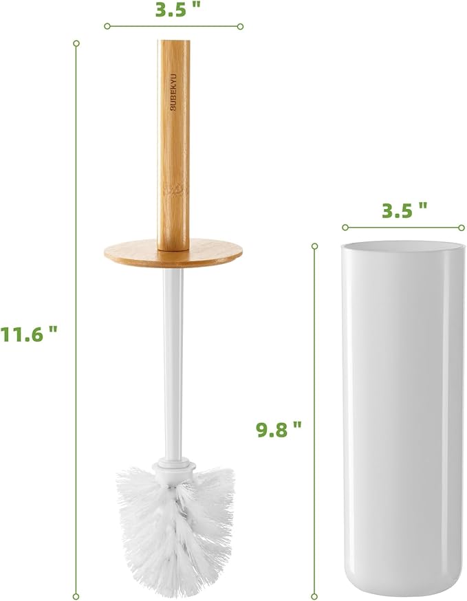 SUBEKYU Toilet Brush, Toilet Bowl Brush and Holder Set, Bathroom Toilet Bowl Cleaner Scrub Brush Set Scrubber for Deep Cleaning, White