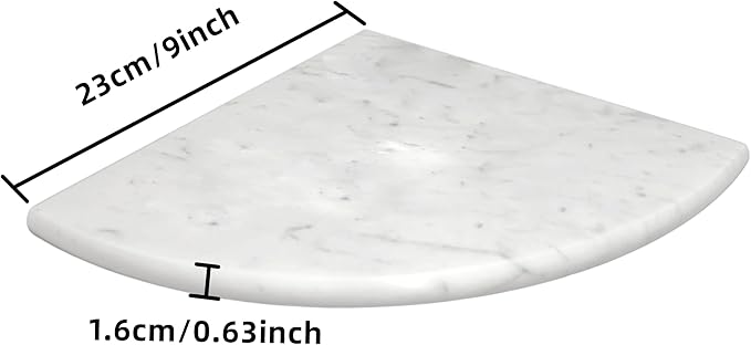9 Inch Marble Corner Shower Shelf for Bathroom, Shower Room, Both Side Honed Polished, Bathroom Wall Mounted (Carrara White - 2pcs)