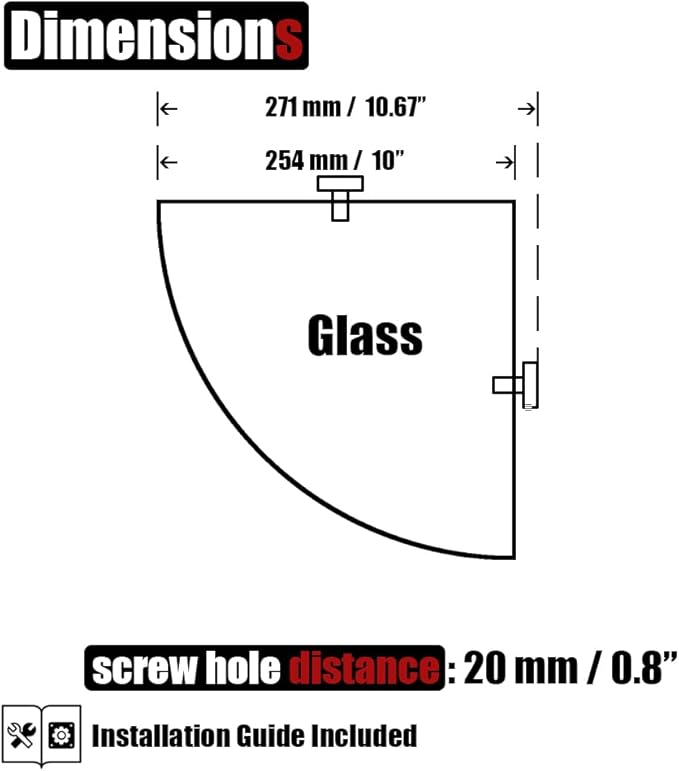 JQK Corner Glass Shelf, Polished Chrome Bathroom 304 Stainless Steel Shower Triangle Floating Wall Shelf, 10 x 10 Tempered Glass, 3 Pack, TGS190L10-CH-P3
