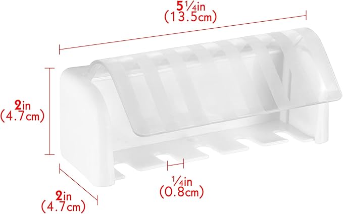 2 Pack 5 Slots Wall Mount Toothbrush Holder with Cover, Self Adhesive Toothbrush Storage Organizer for Shower, Toothbrush Hanger for Bathroom, Medicine Cabinet, Dorm