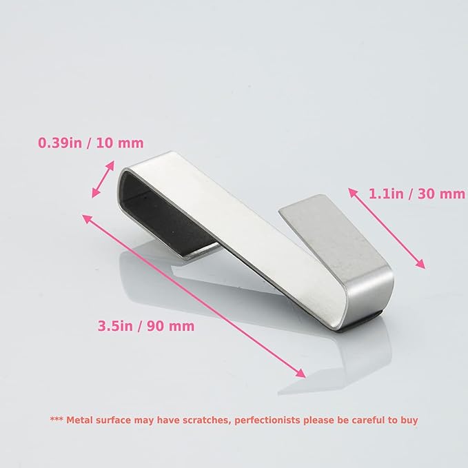Towel Hook, Over Glass Door Hook for Bathroom, Suit for Frameless Glass Shower Door 0.39" (10 mm) Stainless Steel Brushed, 3 Pack