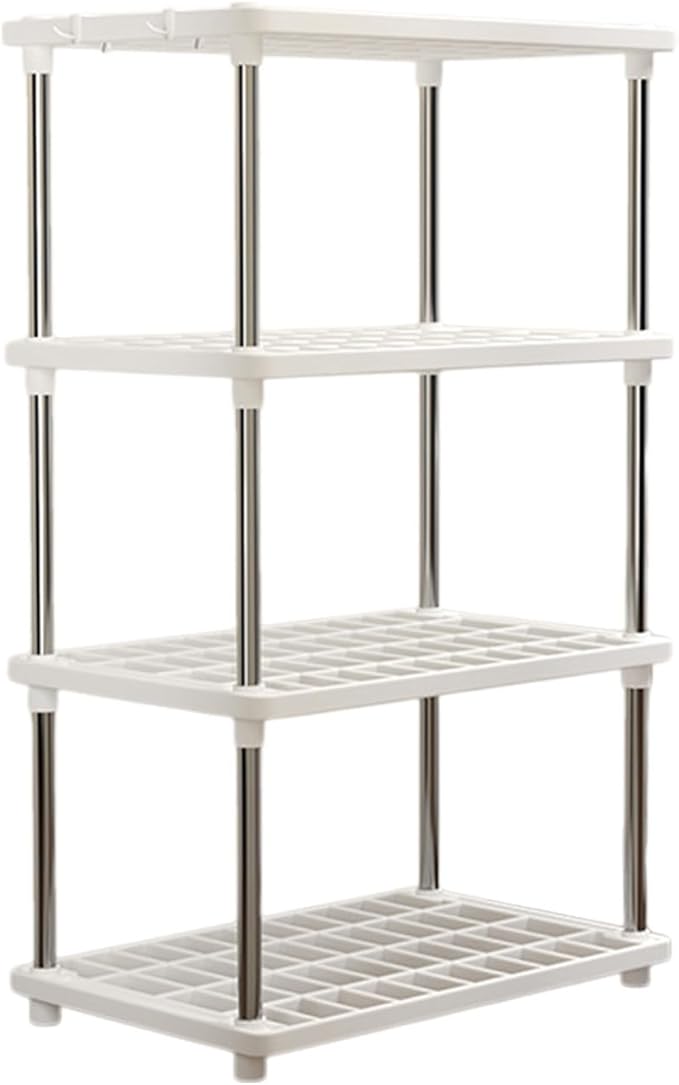 4 Tiers Racks for Storage, Storage Racks and Shelving for Bathroom, Pantry, Warehouse, Living Room, Kitchen Shelves, Kitchen Storage Rack Easy Cleanup and Install, 15.7" L X 8.6" W X 31.4" H