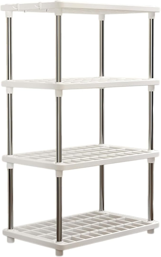4 Tiers Racks for Storage, Storage Racks and Shelving for Bathroom, Pantry, Warehouse, Living Room, Kitchen Shelves, Kitchen Storage Rack Easy Cleanup and Install, 15.7" L X 8.6" W X 31.4" H