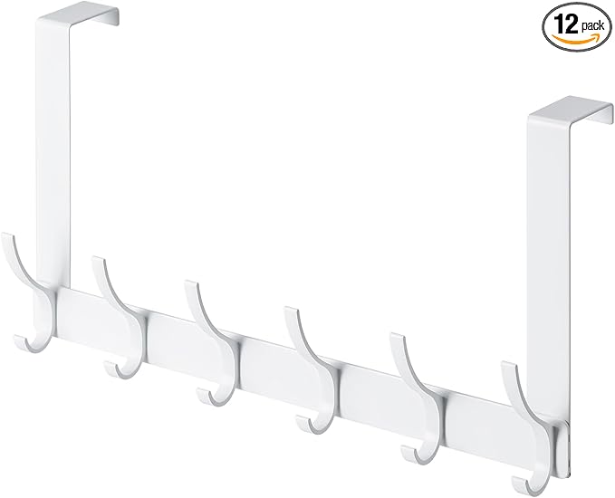 BOOMIBOO Over The Door Hooks, Sturdy Door Hanger, Towel Rack Towel Hooks for Bathroom 12 Hooks Large Over The Door for Bathroom, Bedroom，Kitchen
