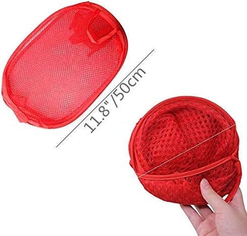 Portable Pop-Up Mesh Laundry Hamper With Pocket Baby Clothes Basket Sorter Small Camper Hampers For Organized Items Red