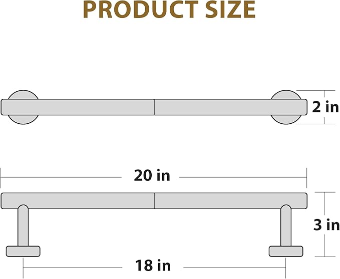 Luxbaro 18 Inch Brushed Nickel Towel Bar, Thicken Towel Rack for Bathroom Wall Mounted, SUS304 Stainless Steel Towel Rod, Modern Home Decor (Total Length 20 Inch)