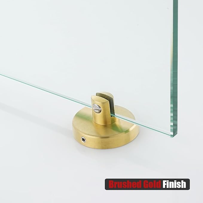 JQK Corner Glass Shelf, Brushed Gold Bathroom 304 Stainless Steel Shower Triangle Floating Wall Shelf, 10 x 10 Tempered Glass, 2 Pack TGS190L10-BG-P2