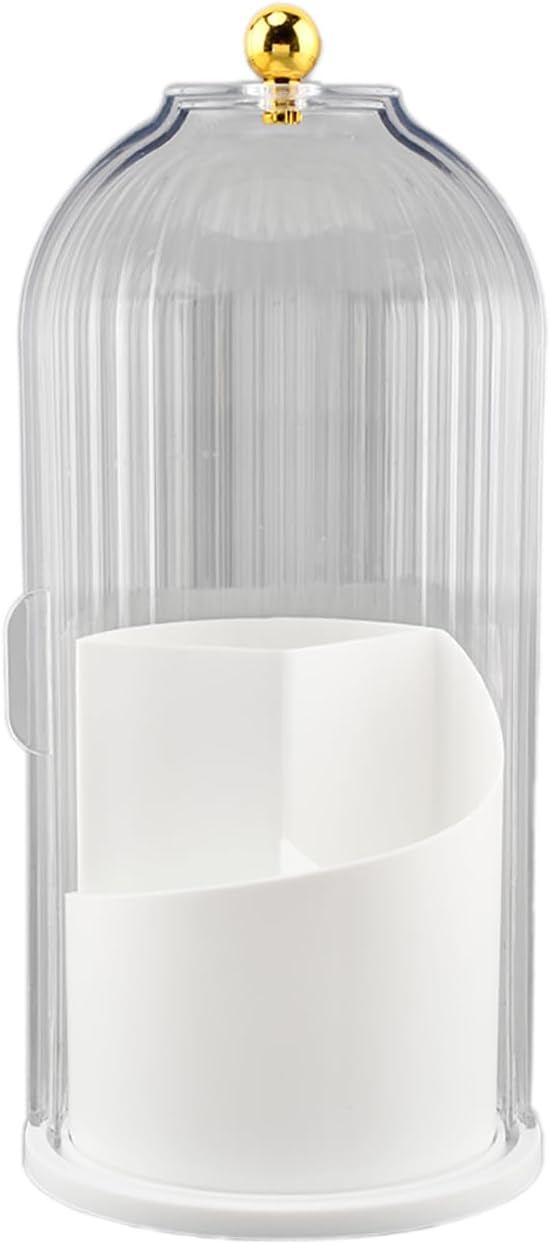 Toothbrush Holders with Sliding Lid, 360° Dustproof Rotating 3 Slots Bathroom Organizer Countertop, Spinning Cosmetic Tools Storage Cup for Desktop Office Bathroom