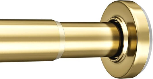 AmazerBath Spring Tension Shower Curtain Rod, 31-46.5 Inches Heavy Duty Shower Curtain Rod Rust Proof Bathroom Curtain Rod, Adjustable Shower Curtain Rod No Drill Easy Segmented Installation, Gold