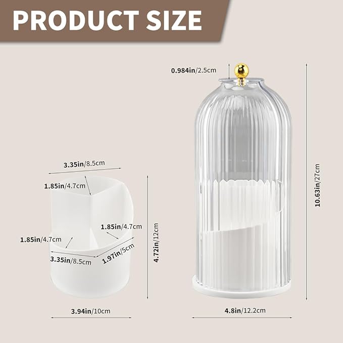 Toothbrush Holders with Sliding Lid, 360° Dustproof Rotating 3 Slots Bathroom Organizer Countertop, Spinning Cosmetic Tools Storage Cup for Desktop Office Bathroom