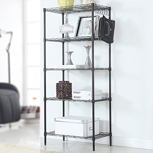 lapday 5 Tier Adjustable Storage Rack, Metal Storage Wire Shelving Standing Storage Shelf Units for Bathroom, Living Room, Balcony, Kitchen 550Lbs Capacity 21.2" L x 11.4" W x 59.1" H (Black)