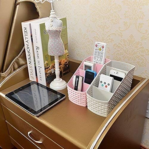Plastic Multipurpose Storage Basket Rack Desk Organizer with 4 Sections for Stationery Pen Stand | Cutlery Stand | Bathroom Stand | Set of 2 | Multicolour, regular (MIC6949)