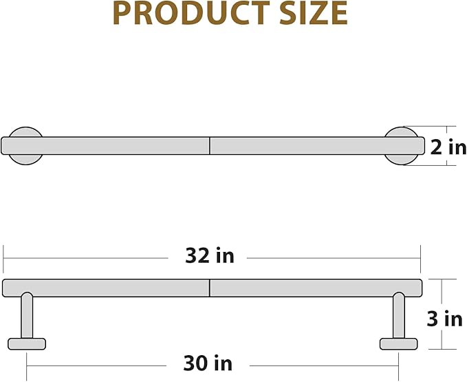 Luxbaro Matte Black Towel Bar 30 Inch, Thicken Towel Rack for Bathroom Wall, SUS304 Stainless Steel Towel Rod, Modern Home Decor (Total Length 32-Inch)