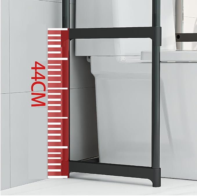 3-Tier Over The Toilet Storage Rack, Freestanding Bathroom Space Saver Shelves with Sturdy Iron Frame - Waterproof, Easy Assembly for Bathroom, Laundry Room, Kitchen