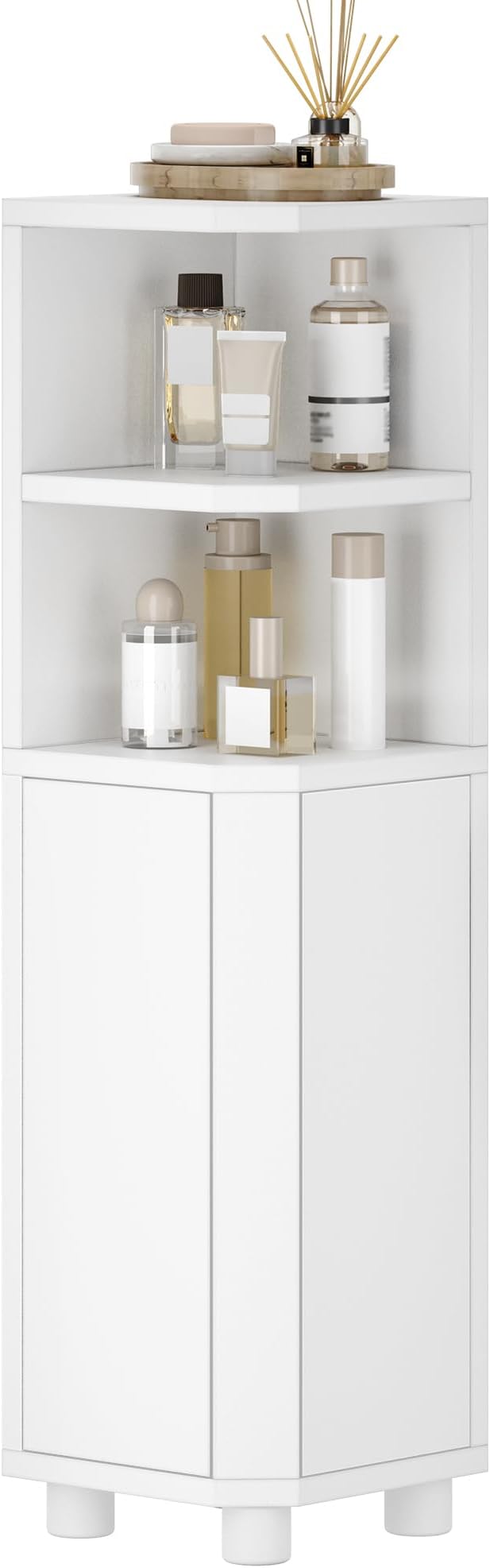 Hzuaneri Corner Cabinet, Small Bathroom Corner Cabinet with Doors, Narrow Storage Cabinets with Adjustable Shelves, Bathroom Organizers and Storage for Small Space, White BC20003X